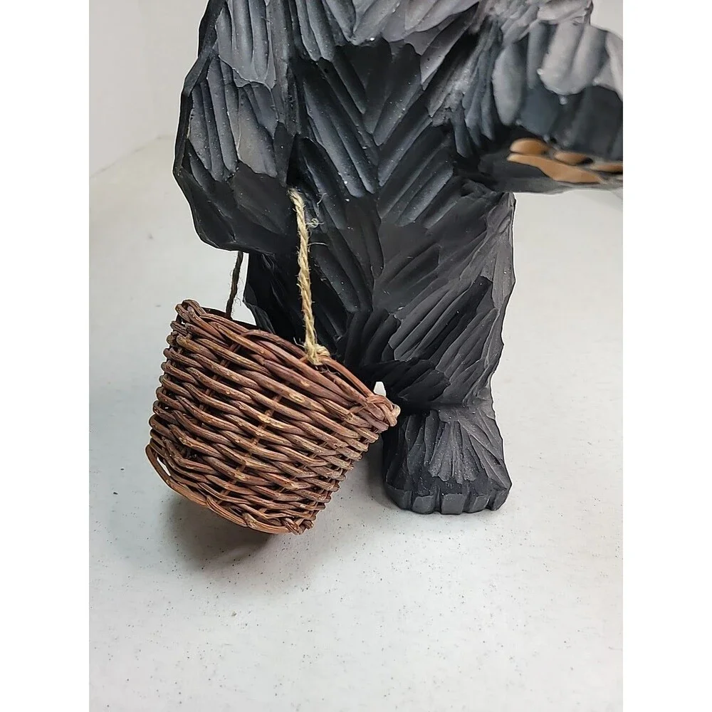 Black Bear with Basket Door Greeter Approximately 14 Inches Decor Resin ?